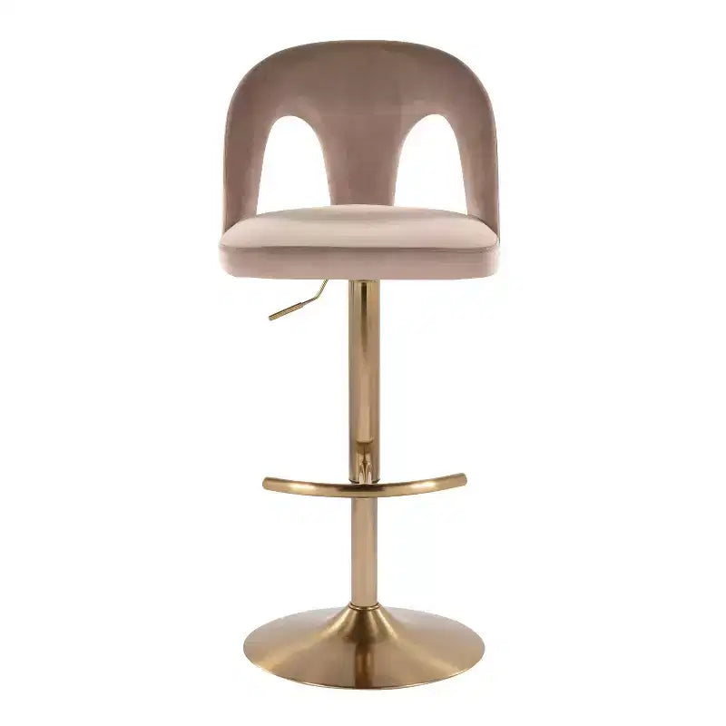 LumiSource Lot de 2 tabourets de bar réglables Ava Velours doré/taupe