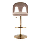 LumiSource Lot de 2 tabourets de bar réglables Ava Velours doré/taupe