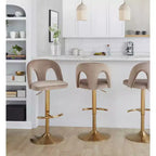 LumiSource Lot de 2 tabourets de bar réglables Ava Velours doré/taupe