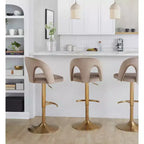 LumiSource Lot de 2 tabourets de bar réglables Ava Velours doré/taupe
