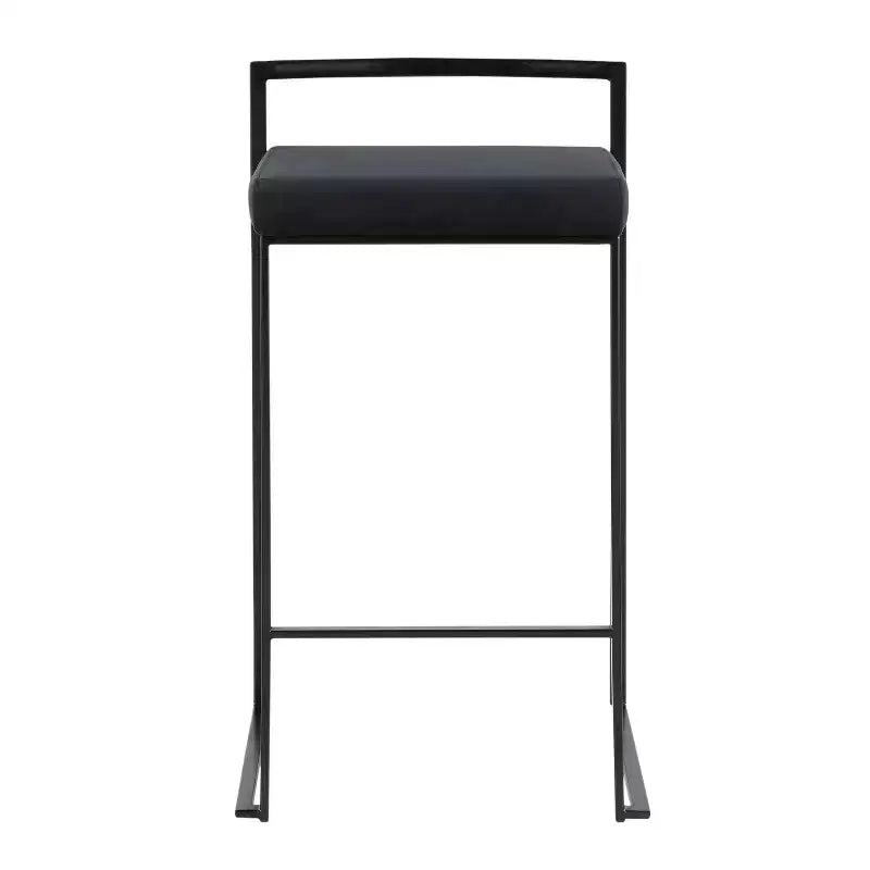 LumiSource Lot de 3 tabourets de bar hauteur comptoir Fuji Métal noir/Velours noir