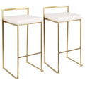 Set of 2 31.5" Fuji Contemporary Barstools White - LumiSource: Upholstered, Stackable, Metal Frame