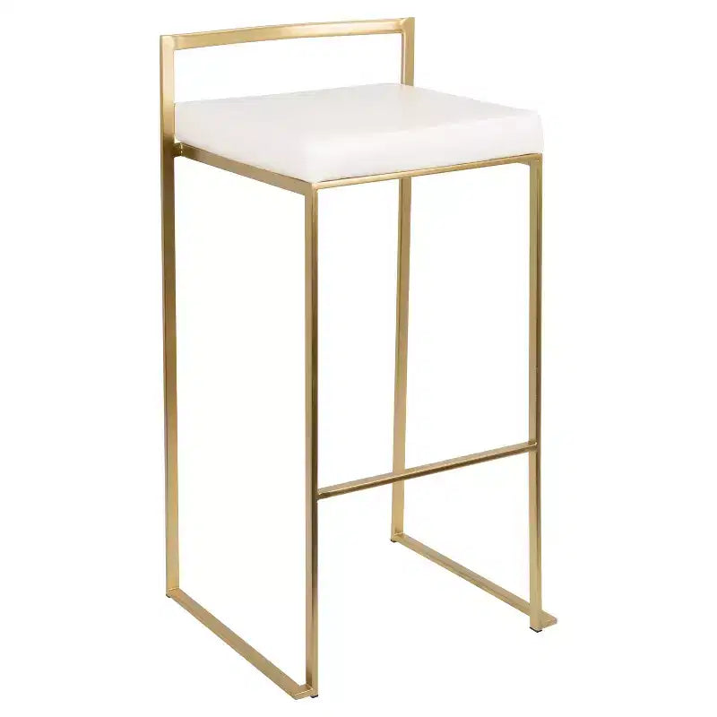 Lot de 2 tabourets de bar contemporains Fuji 80 cm Blanc - LumiSource : Rembourrés, empilables, cadre métallique