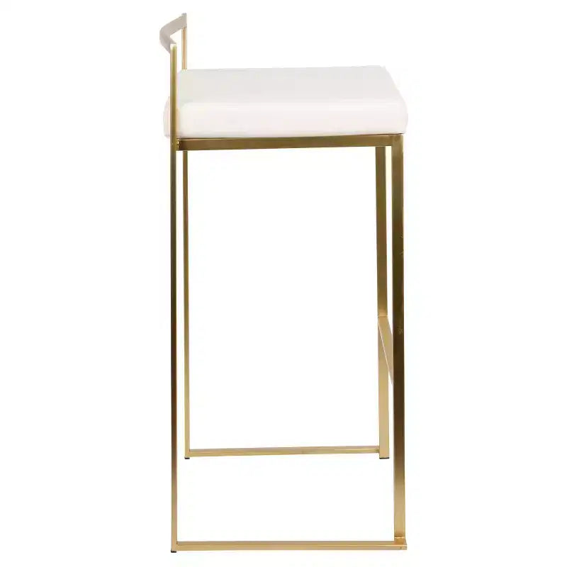 Lot de 2 tabourets de bar contemporains Fuji 80 cm Blanc - LumiSource : Rembourrés, empilables, cadre métallique