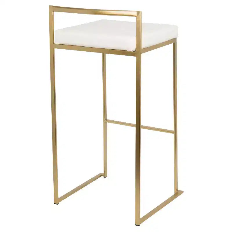 Lot de 2 tabourets de bar contemporains Fuji 80 cm Blanc - LumiSource : Rembourrés, empilables, cadre métallique