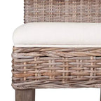 Tabouret de bar à hauteur de comptoir Durham Rattan East at Main avec siège rembourré et piètement en bois, couleur naturelle : coton, aucun assemblage requis