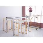 LumiSource Ensemble de 3 tabourets de bar Fuji à hauteur de comptoir Or/PU blanc