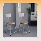 Tabouret en acier de 45,72 cm avec dossier de la collection Felix de Hampden Furnishings, gris