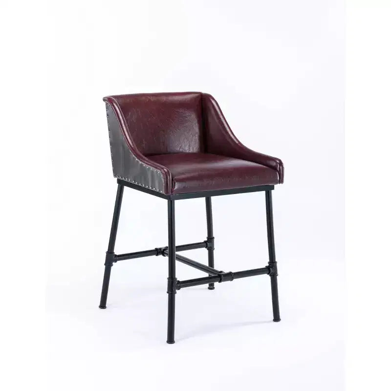 Parlor Faux Leather Adjustable Barstool: Boraam, Foam-Padded, Metal Frame, 18"-30" Height