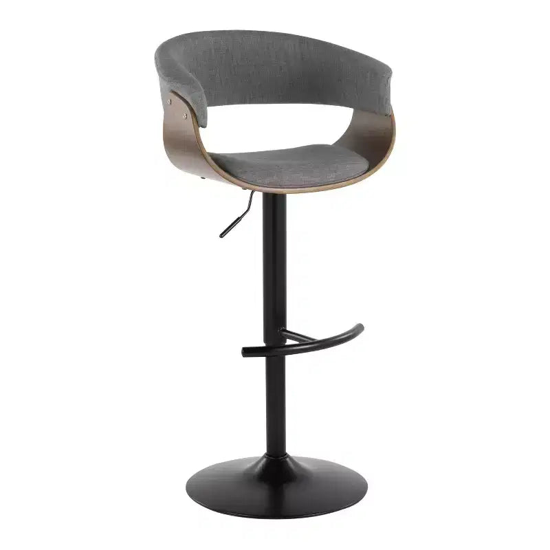 Lot de 2 tabourets de bar réglables vintage modernes noir/noyer/gris clair - LumiSource : pivotants, rembourrés, base en métal