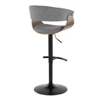 Lot de 2 tabourets de bar réglables vintage modernes noir/noyer/gris clair - LumiSource : pivotants, rembourrés, base en métal