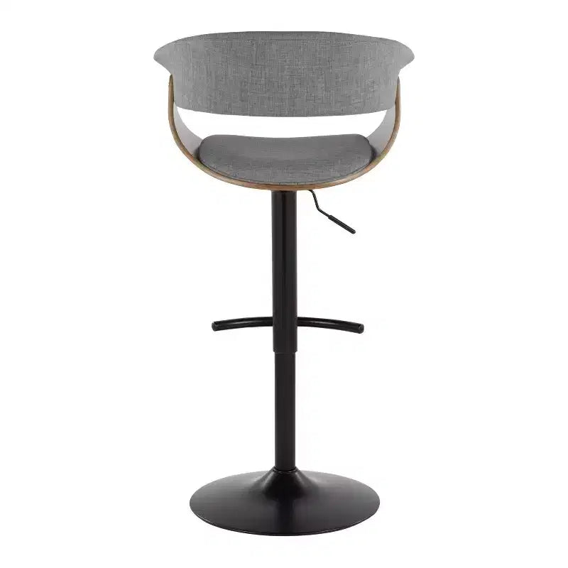 Lot de 2 tabourets de bar réglables vintage modernes noir/noyer/gris clair - LumiSource : pivotants, rembourrés, base en métal