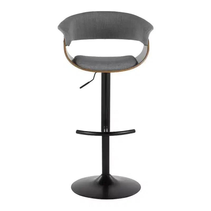 Lot de 2 tabourets de bar réglables vintage modernes noir/noyer/gris clair - LumiSource : pivotants, rembourrés, base en métal
