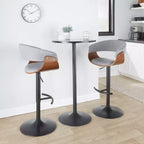 Lot de 2 tabourets de bar réglables vintage modernes noir/noyer/gris clair - LumiSource : pivotants, rembourrés, base en métal