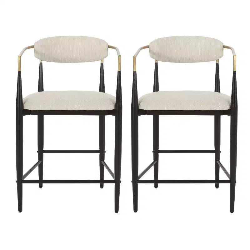 Christopher Knight Home Set of 2 25" Elmore Counter Height Barstools Beige/Black/Gold