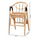 Tabouret de bar hauteur comptoir Cyntia en rotin, coloris marron naturel/noir, de la collection bali & pari : Fait main, style bohème, accents métalliques
