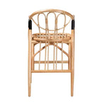 Tabouret de bar hauteur comptoir Cyntia en rotin, coloris marron naturel/noir, de la collection bali & pari : Fait main, style bohème, accents métalliques
