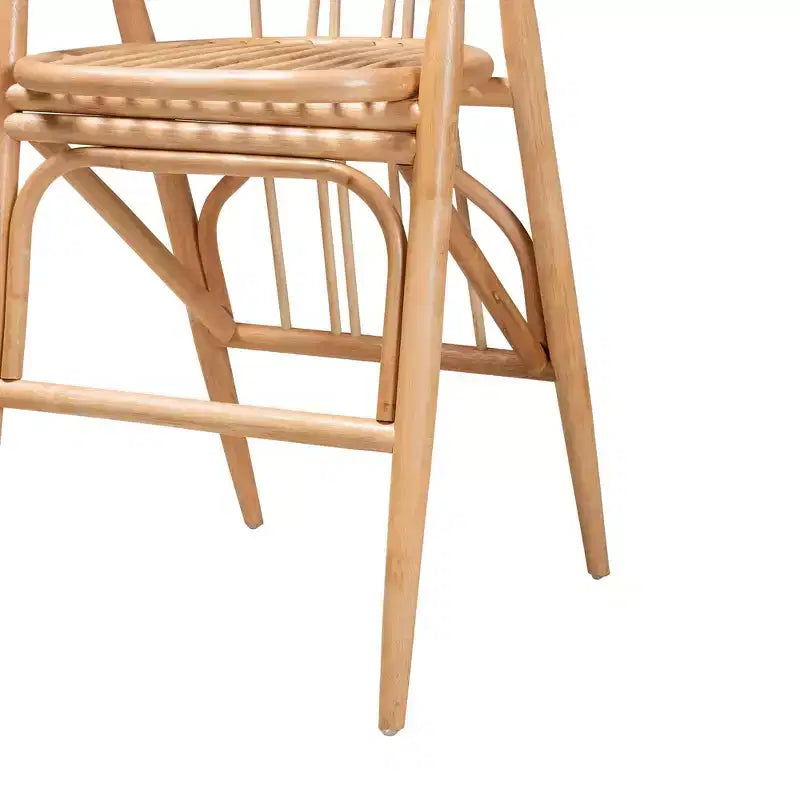 Tabouret de bar hauteur comptoir Cyntia en rotin, coloris marron naturel/noir, de la collection bali & pari : Fait main, style bohème, accents métalliques