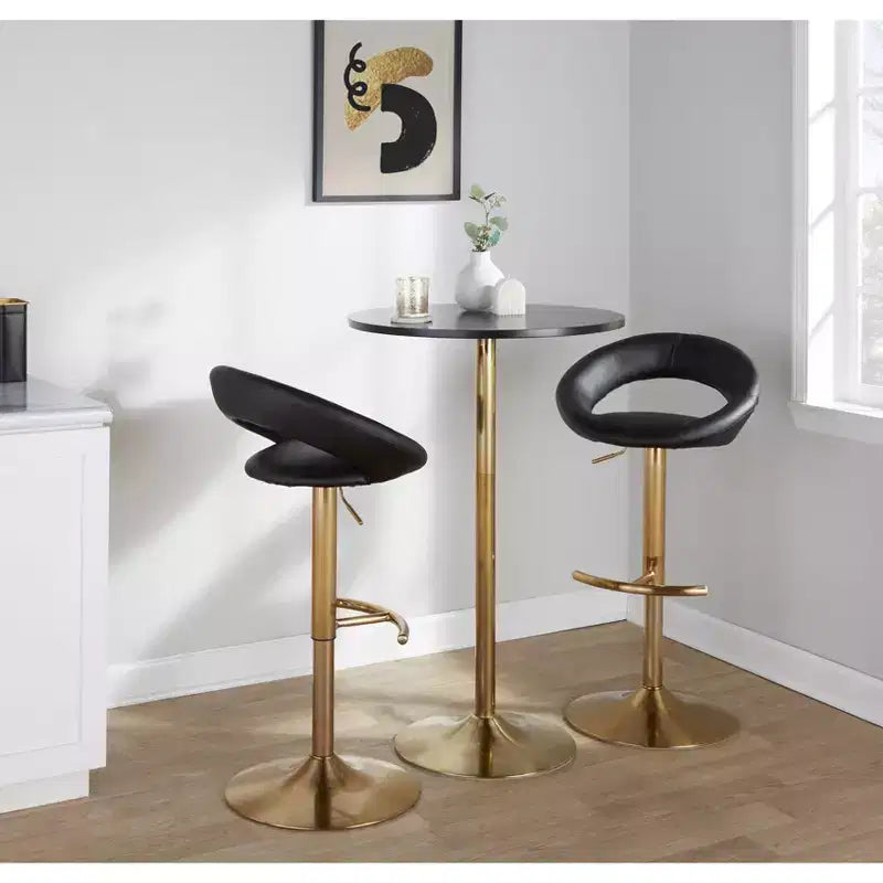 LumiSource Lot de 2 tabourets de bar réglables Posh, Or/PU noir