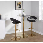 LumiSource Lot de 2 tabourets de bar réglables Posh, Or/PU noir