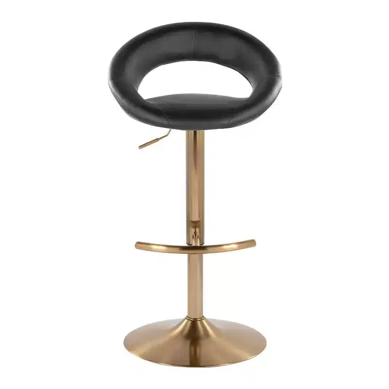 LumiSource Lot de 2 tabourets de bar réglables Posh, Or/PU noir