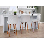 LumiSource Lot de 2 tabourets de bar hauteur comptoir Henry Bois de noyer/Tissu beige