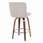 LumiSource Lot de 2 tabourets de bar hauteur comptoir Henry Bois de noyer/Tissu beige
