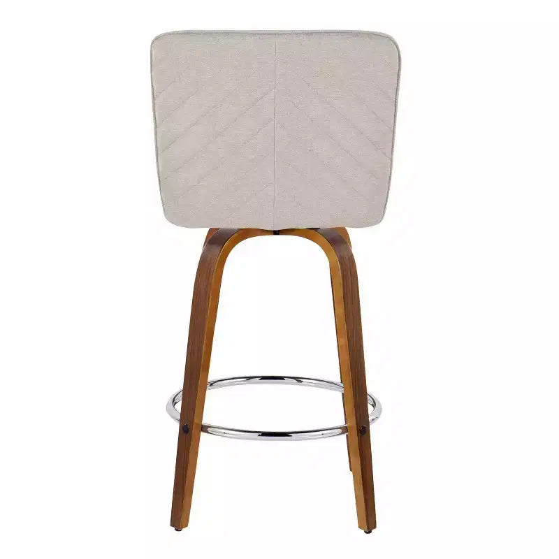 LumiSource Lot de 2 tabourets de bar hauteur comptoir Henry Bois de noyer/Tissu beige