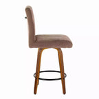 LumiSource Ensemble de 2 tabourets de bar hauteur comptoir Hank Bois de noyer/Tissu marron