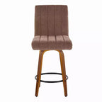 LumiSource Ensemble de 2 tabourets de bar hauteur comptoir Hank Bois de noyer/Tissu marron