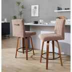 LumiSource Ensemble de 2 tabourets de bar hauteur comptoir Hank Bois de noyer/Tissu marron