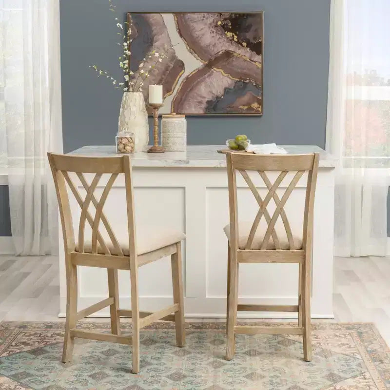 Powell Ensemble de 2 tabourets de bar hauteur comptoir Maggie Naturel