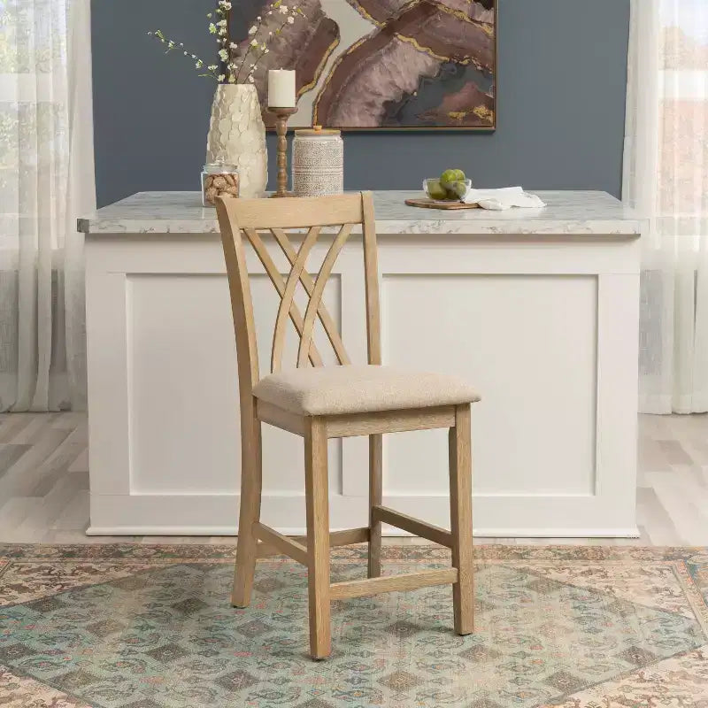 Powell Ensemble de 2 tabourets de bar hauteur comptoir Maggie Naturel