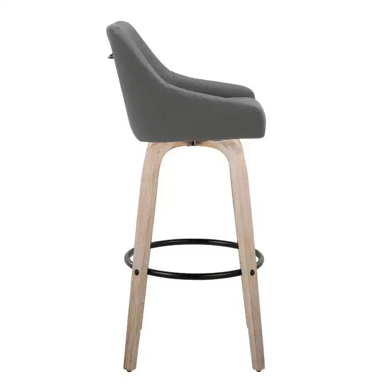 LumiSource Lot de 2 tabourets de bar Hannah Bois blanchi/PU gris foncé