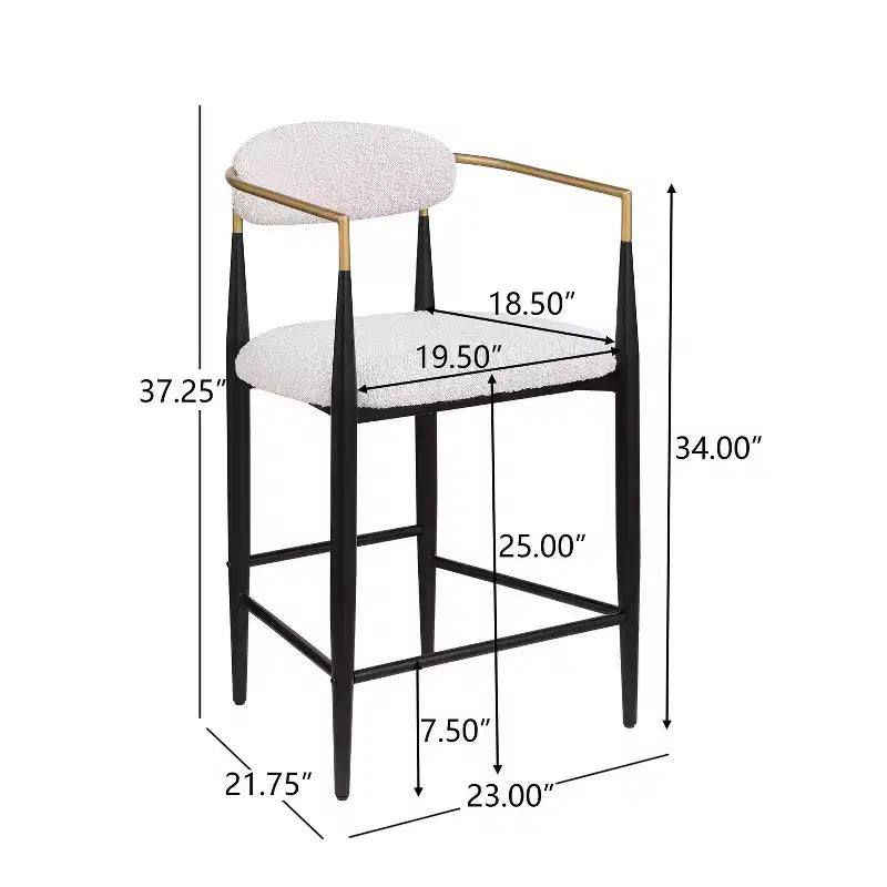 Tabourets de bar modernes en fer rembourrés Liam de 63,5 cm (lot de 2) Christopher Knight Home Beige/Noir