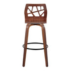 Lot de 2 tabourets de bar Folia Noyer/Noir/Sarcelle - LumiSource : Mid-Century Modern, Pivotant, Rembourré, Piétement en bois
