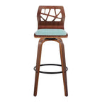 Lot de 2 tabourets de bar Folia Noyer/Noir/Sarcelle - LumiSource : Mid-Century Modern, Pivotant, Rembourré, Piétement en bois
