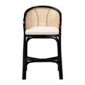 bali & pari Miranda Two-Tone Rattan Counter Height Barstool White/Natural Brown/Black: Polyester Upholstery, No Assembly Required