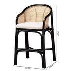 Tabouret de bar bali & pari Miranda en rotin bicolore blanc/marron naturel/noir : revêtement en polyester, aucun assemblage requis