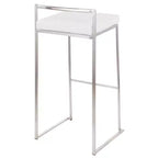 Lot de 3 tabourets de bar empilables LumiSource Fuji, acier inoxydable/velours blanc