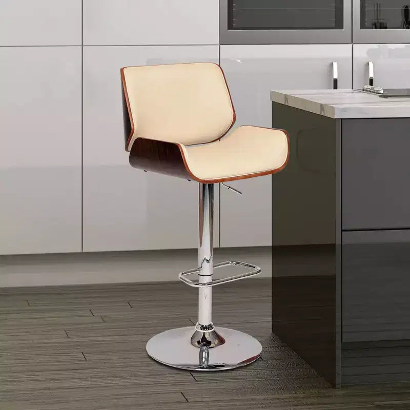 Tabouret de bar pivotant London Crème/Noyer - Armen Living
