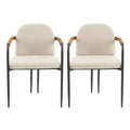 Christopher Knight Home Set of 2 Jeremiah Modern Upholstered Dining Chairs with Iron Frame Beige/Espresso