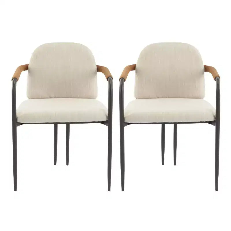 Christopher Knight Home Set of 2 Jeremiah Modern Upholstered Dining Chairs with Iron Frame Beige/Espresso