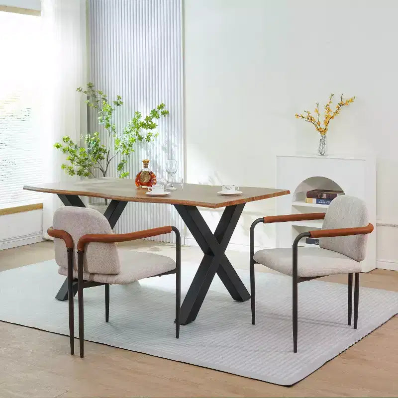Christopher Knight Home Lot de 2 chaises de salle à manger modernes rembourrées Jeremiah avec cadre en fer beige/expresso