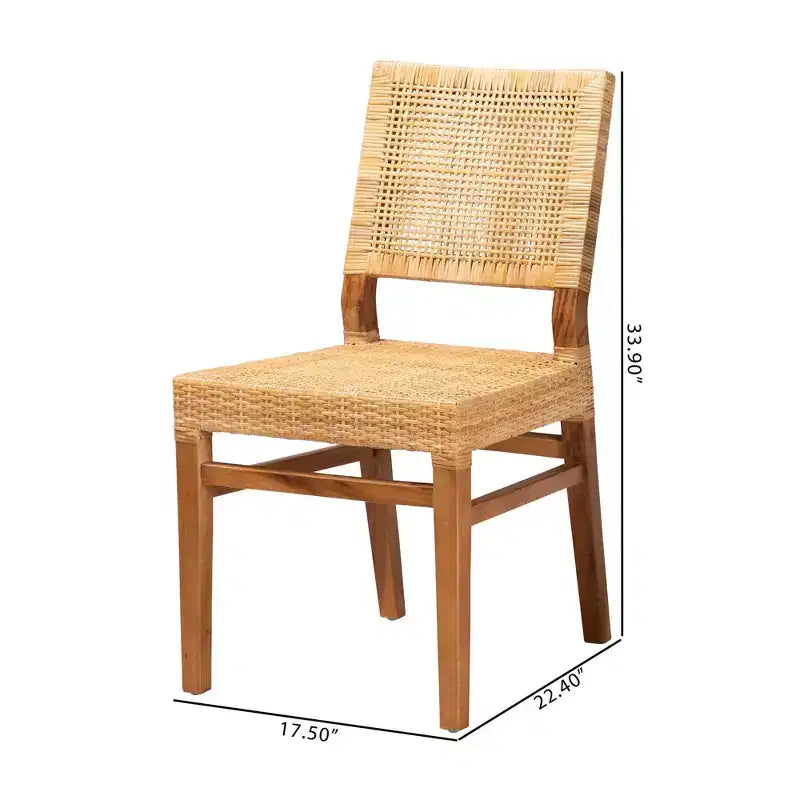 bali & pari Lesia Chaises de salle à manger en rotin et bois d'acajou Naturel/Noyer
