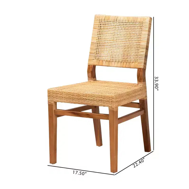 bali & pari Lesia Chaises de salle à manger en rotin et bois d'acajou Naturel/Noyer