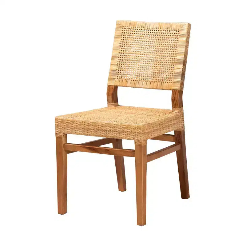 bali & pari Lesia Chaises de salle à manger en rotin et bois d'acajou Naturel/Noyer