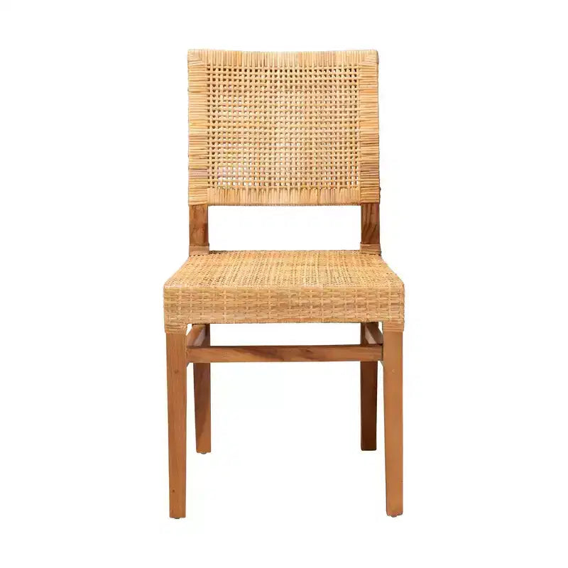 bali & pari Lesia Chaises de salle à manger en rotin et bois d'acajou Naturel/Noyer