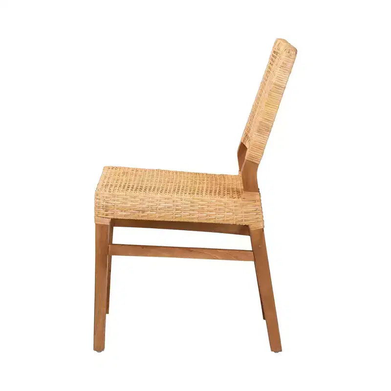 bali & pari Lesia Chaises de salle à manger en rotin et bois d'acajou Naturel/Noyer