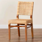 bali & pari Lesia Chaises de salle à manger en rotin et bois d'acajou Naturel/Noyer